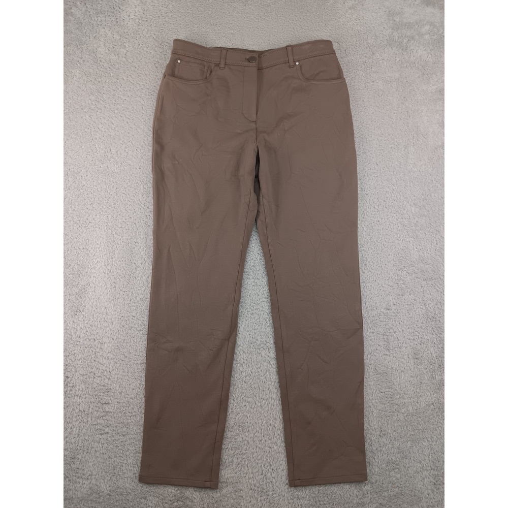 Chico's Pant Women 1 Short (30x29) Brown So Slimming Peyton Slim Leg Stretch